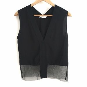 Sandro Silk and Mesh Paneled Top Small